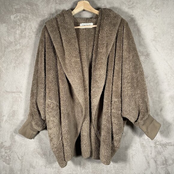 DACKO Israeli Brand Teddy Sherpa Jacket Womens O/S Brown Hooded Cozy Plush Cabin - Picture 3 of 14